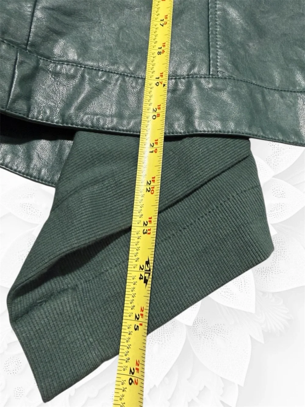 Jolt Forest Green Draped Faux Leather Jacket - Picture 6 of 10